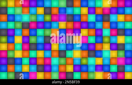 Disco dance floor pattern. Beat maker drum pad, colorful club party led kaleidoscope with glowing cubes and vector background illustration Stock Vector