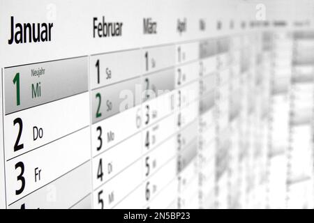 year calendar 2025 in German Stock Photo