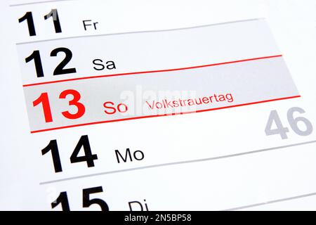 year calendar 2022 in German, sunday in commemoration of the dead Stock Photo