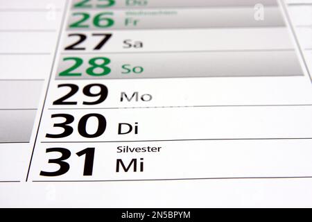 year calendar 2025 in German, sylvester Stock Photo