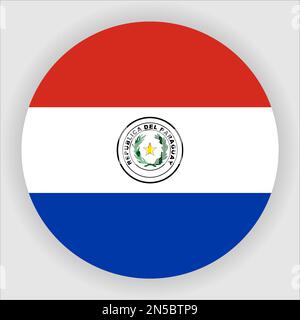 Paraguay Flat Rounded Flag Icon Button Vector Stock Vector