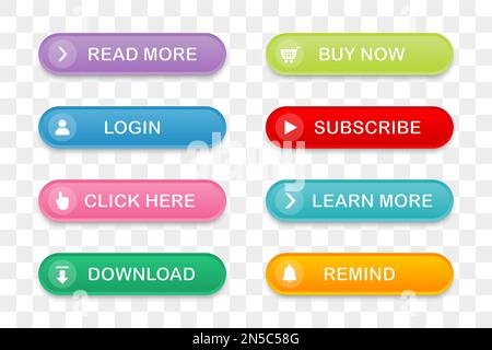 Set of different web buttons with shadow. Vector illustration Stock Vector