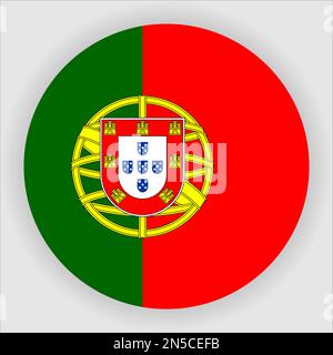 Portugal Flat Rounded Flag Icon Button Vector Stock Vector