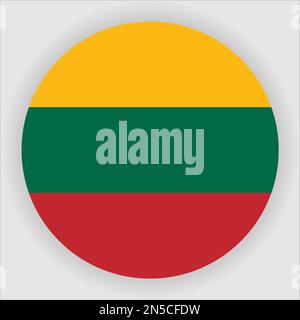 Lithuania Flat Rounded Flag Icon Button Vector Stock Vector
