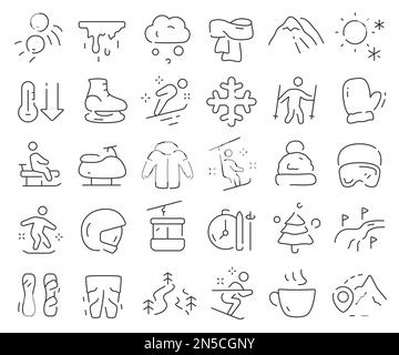 Winter vacation line icons collection. Thin outline icons pack. Vector illustration eps10 Stock Vector