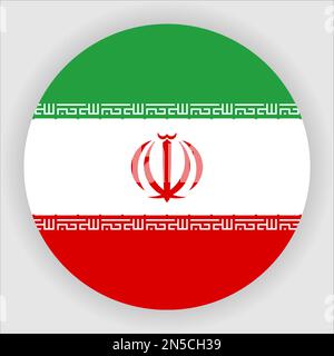 Iran Flat Rounded Flag Icon Button Vector Stock Vector