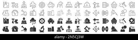 Industrial and engineering line excellent icons collection in two different styles. Thin outline icons pack. Vector illustration eps10 Stock Vector