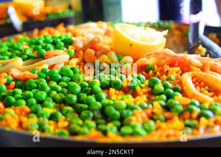 Paella, Paeja, Seafood, Frutos do mar Stock Photo