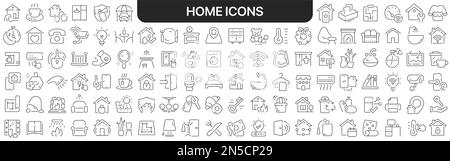 Home icons collection in black. Icons big set for design. Vector linear icons Stock Vector