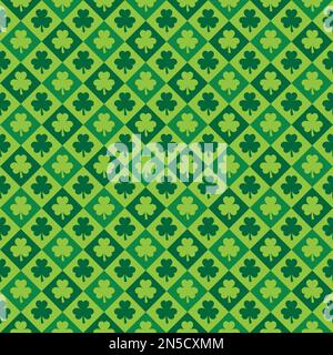 St. Patricks day rhombus seamless pattern. Green checkered background.  Saint Patricks backdrop. Vector template for fabric, textile, wallpaper, wrapp Stock Vector