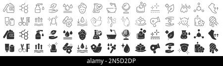 Skin care and cosmetic line excellent icons collection in two different styles. Thin outline icons pack. Vector illustration eps10 Stock Vector