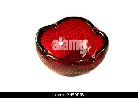 Red Strawberry Ashtray on a white backgrounds Stock Photo