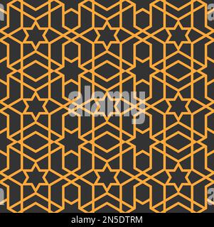 Mashrabiya arabesque arabic pattern. Seamless islamic background. Asian mosaic textile backdrop or eastern culture mesh window vector ornament, arabic Stock Vector
