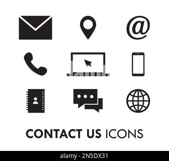Flat Business Contact Web Vector Icon Set Stock Vector
