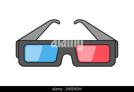 Cartoon 3D Glasses Cinema Film Vector Illustration Stock Vector