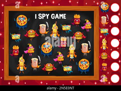 https://l450v.alamy.com/450v/2n5e0nt/i-spy-game-worksheet-fast-food-characters-object-finding-puzzle-calculation-playing-activity-vector-page-with-popcorn-french-fries-pizza-and-hamb-2n5e0nt.jpg