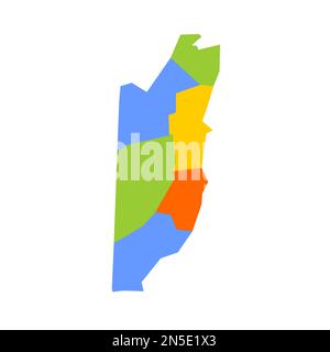 Belize political map of administrative divisions - districts. Blank colorful vector map. Stock Vector