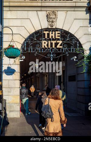 The Ritz Hotel London at 150 Piccadilly Central London - The Ritz Hotel is a 5 star luxury hotel opened in 1906. Grade II listed. Stock Photo