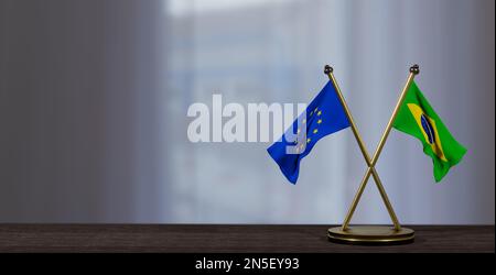 European Union and Brazil flags. 3D Waving flag design. European Union  Brazil flag, picture, wallpaper. European Union vs Brazil image,3D  rendering. E Stock Photo - Alamy