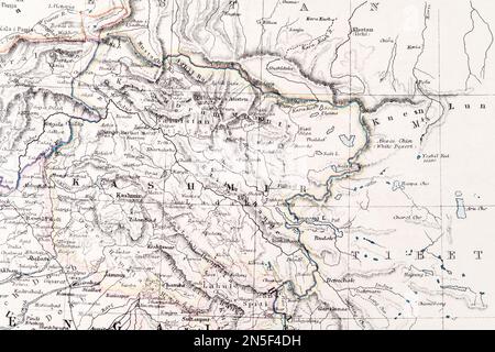 1897 historic atlas map of Pangong Lake which falls into disputed ...