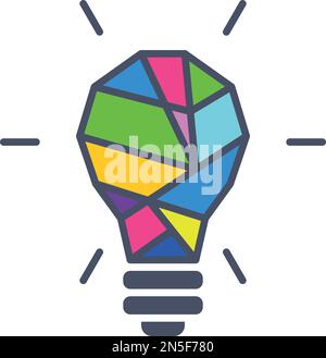 Creative idea logo. Color puzzle lamp. Light bulb Stock Vector