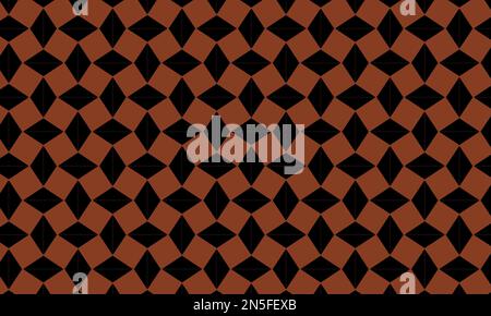 geometric rhombus seamless pattern.  Batik cloth style background with brown and black colors Stock Vector