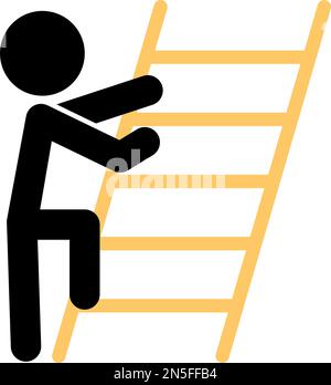 Person climbing a ladder icon. Editable vector. Stock Vector
