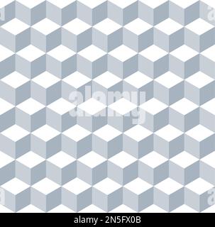 Seamless cube vector pattern. Embossed cuboid hexagonal tile pattern. Modern fashion ornament design. Silver grey pattern. Stock Vector