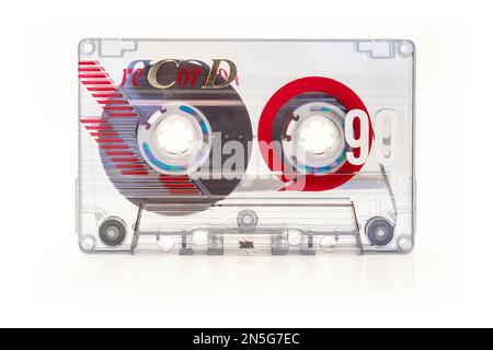 Audio cassette tape - old vintage compact audio cassette isolated on white background Stock Photo