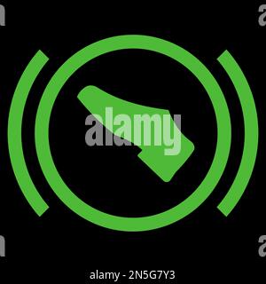 Green vector graphic dashboard light warning of starting engine without brake applied Stock Vector