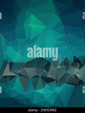 teal, dark slate gray, dark cyan, sea green color abstract polygonal vector background Stock Vector
