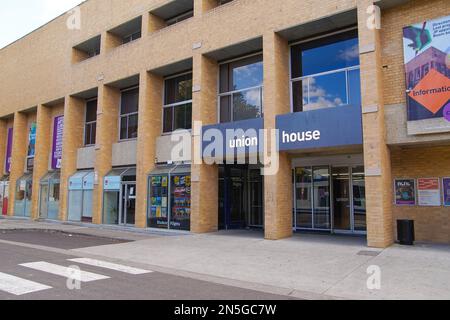 Melbourne, Victoria, Australia - 06 Apr 2014: The entrance of Union House in University of Melbourne. Stock Photo