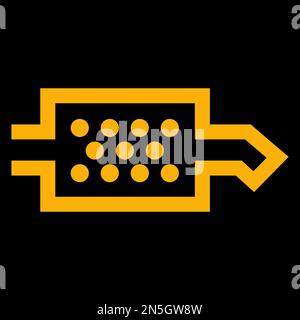 Amber vector graphic on a black background of a dashboard warning light for the diesel particulate filter Stock Vector