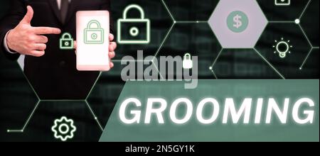 Text Grooming Examples Writing displaying text Grooming. Business showcase hygienic care and ...