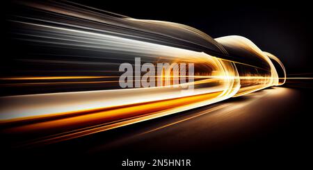 abstract long exposure dynamic speed light trails background. Generative ai