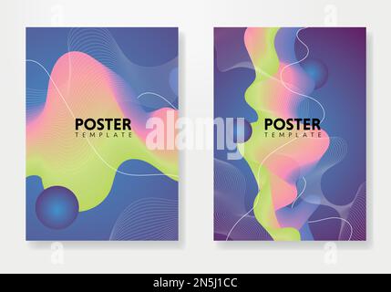 Modern poster design with abstract wave and lines. Stock Vector