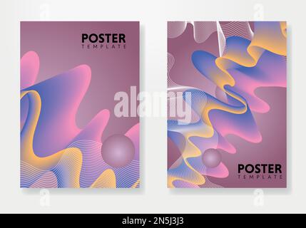 Modern poster design with abstract wave and lines. Stock Vector