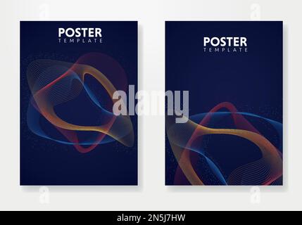 Modern poster design with abstract wave and lines. Stock Vector