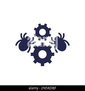 Debugging and testing icon with bugs Stock Vector