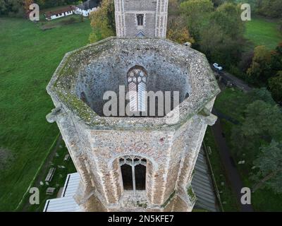 An aerial view of Wymondham Abbey Norfolk UK Stock Photo