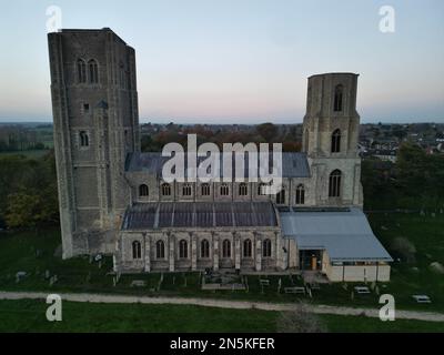 An aerial view of Wymondham Abbey Norfolk UK Stock Photo