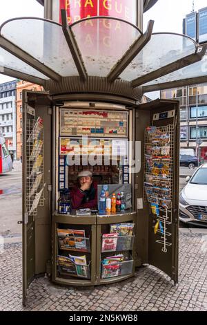 Tobacco kiosk, Wenceslas Square, Prague, Czech Republic Stock Photo