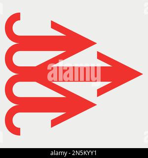 Three Face Directional Arrow Symbol vector illustration Stock Vector
