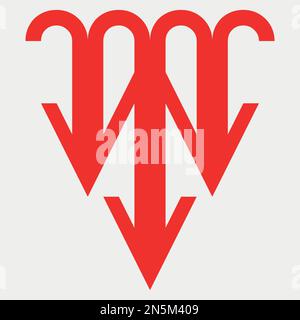 Three Face Directional Arrow Symbol vector illustration Stock Vector