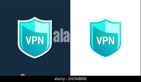 VPN symbol for logo, sticker or icon. Vector illustration isolated on black and white colors. Stock Vector
