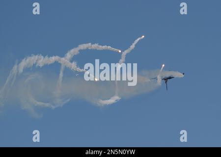 ESKISEHIR, TURKIYE - SEPTEMBER 18, 2022: Turkish Air Force General Dynamics F-16C Fighting Falcon (4R-23) display in Sivrihisar SHG Airshow Stock Photo