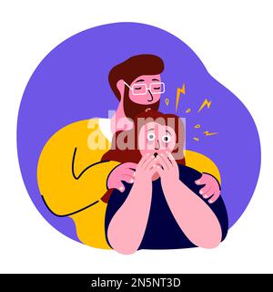 Man Hug Support,Maintain Afraid Nervous Trembling Woman,Panic Attack.Worried Scared Boy.Disturbance,Fever,Fear,Psychosis.Neurotic Alarm Frustrated,Pho Stock Photo