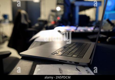 Backstage in the studio during a TV broadcast Stock Photo