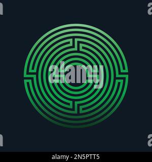 Circular maze-like design. Abstract geometric line art. Classical style. Vector illustration Stock Vector