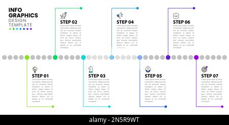 Infographic template with icons and 7 options or steps. Timeline. Can be used for workflow layout, diagram, banner, webdesign. Vector illustration Stock Vector